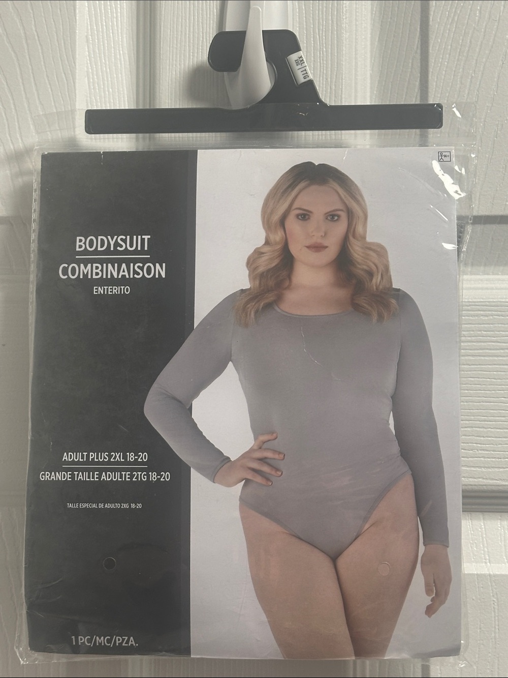 Plus Size Long Sleeve Bodysuit - Gray